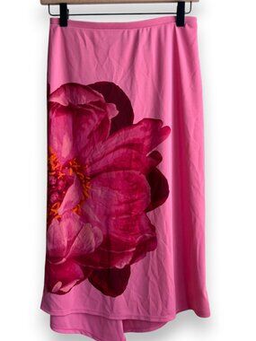 Y2K Express Floral Stretch Skirt Small Coral Charm Peony